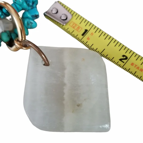 Vintage Boho Turquoise Agate & Moonstone Necklace - Picture 11 of 15